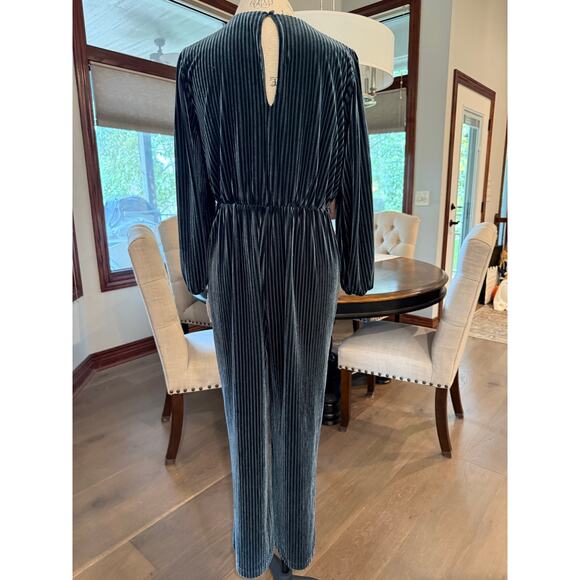 Anthropologie Ali & Jay LA Samantha Blue Ribbed Velvet Jumpsuit SIZE MP EUC - Picture 3 of 9